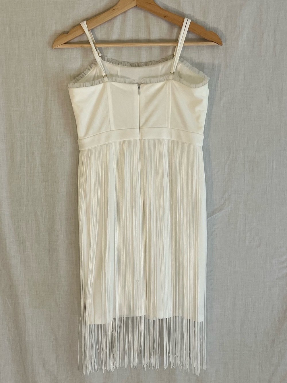 Cache White Fringe Mini Dress with Spaghetti Straps - Picture 2 of 5